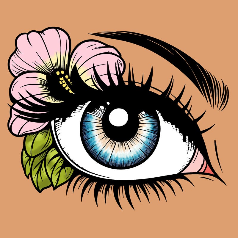 realistic eye with flower