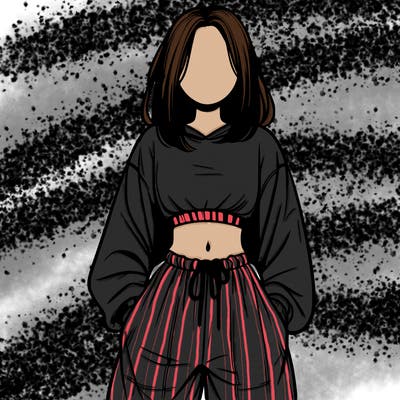 realistic girl faceless with baggy pants and a crop top