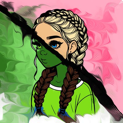 realistic girl with braids