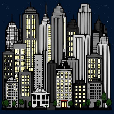 a city with skyscrapers