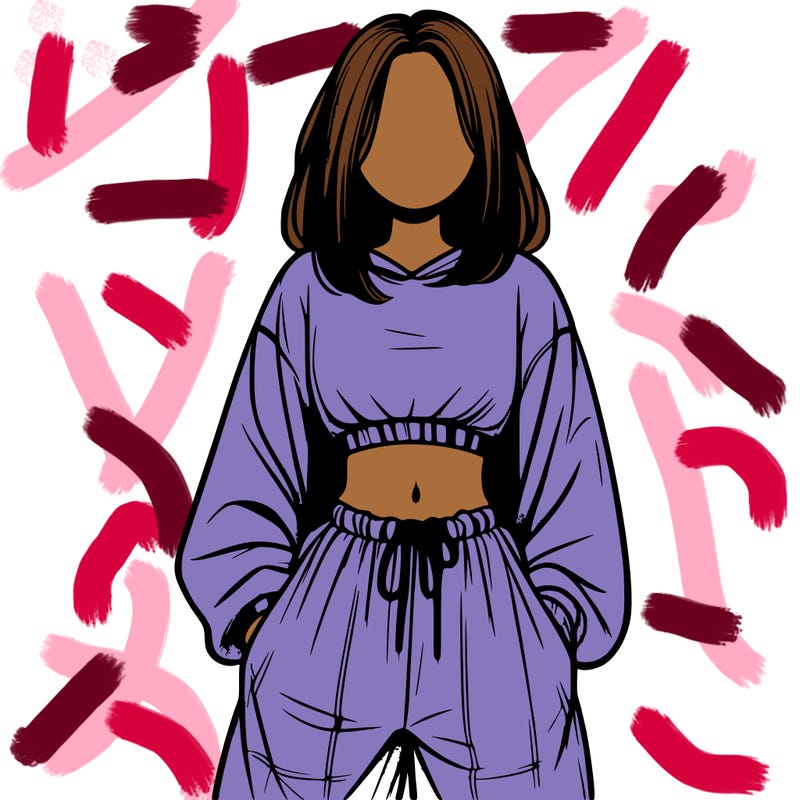 realistic girl faceless with baggy pants and a crop top