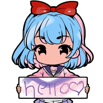 cute anime girl holding a sign