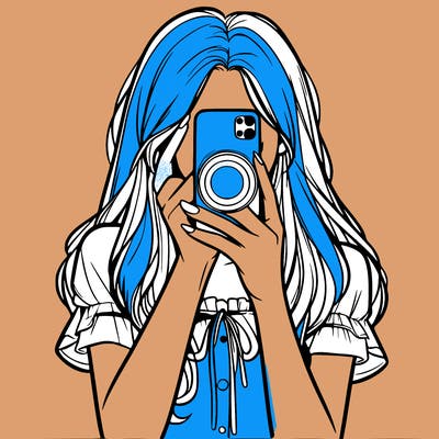 a realistic girl holding her phone taking pictures