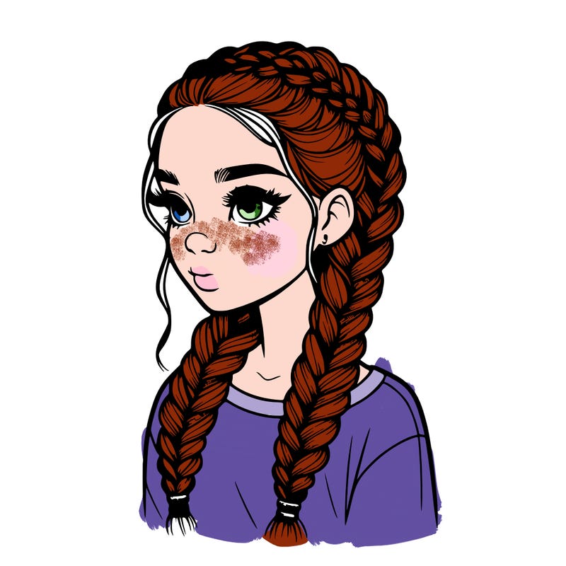 realistic girl with braids