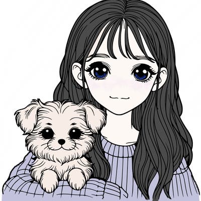 girl with little dog realistic