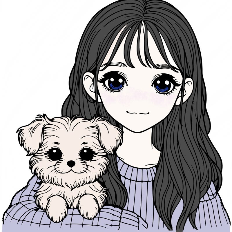 girl with little dog realistic