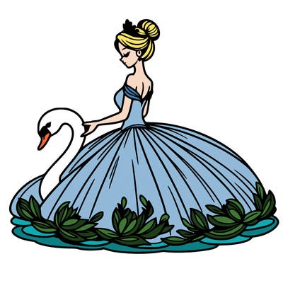 woman in gown with swan