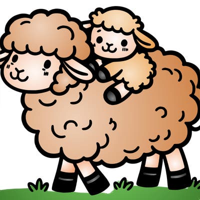 sheep with a baby on itback