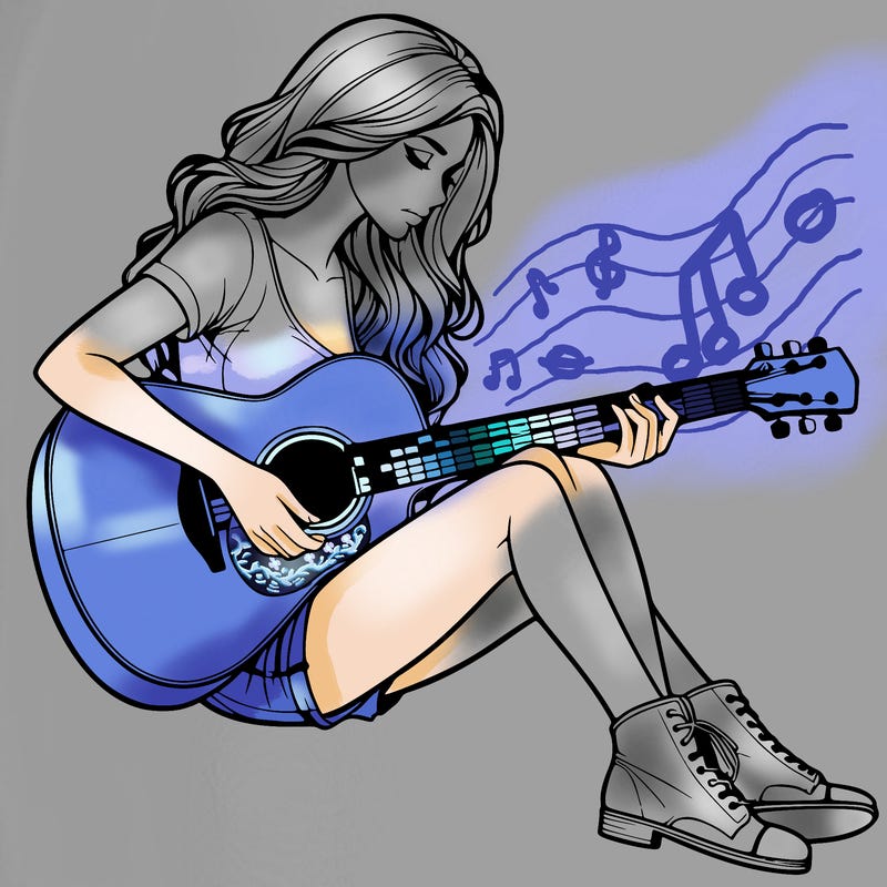 realistic woman play guitar