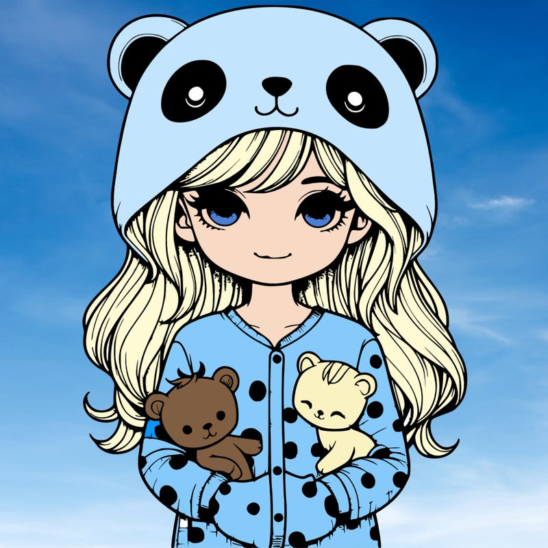 realistic girl in animal pjs