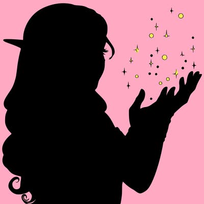 realistic elf girl doing magic