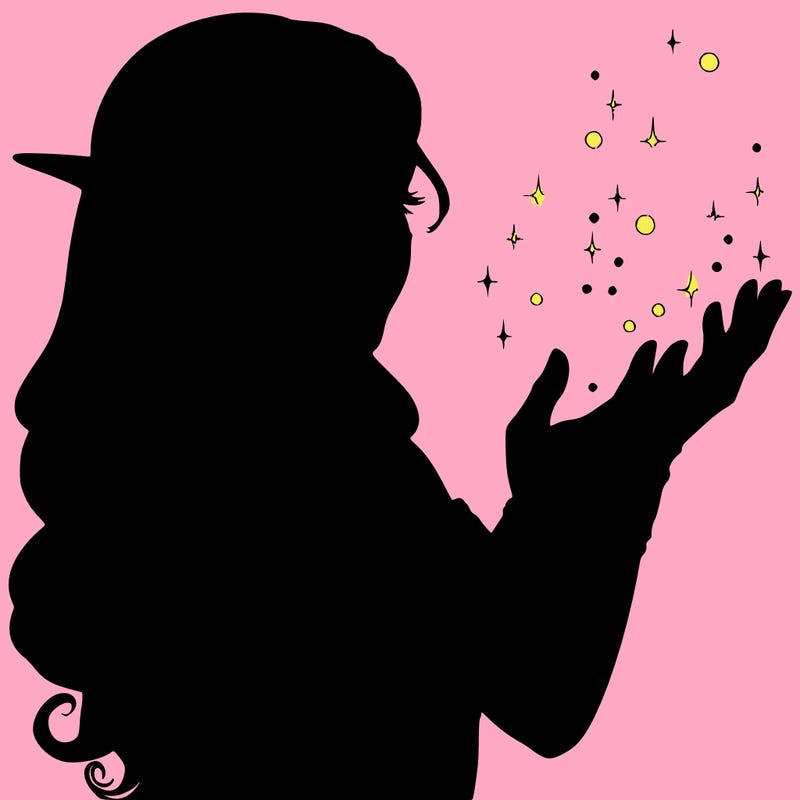 realistic elf girl doing magic