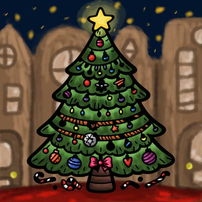 christmas tree with lots of details