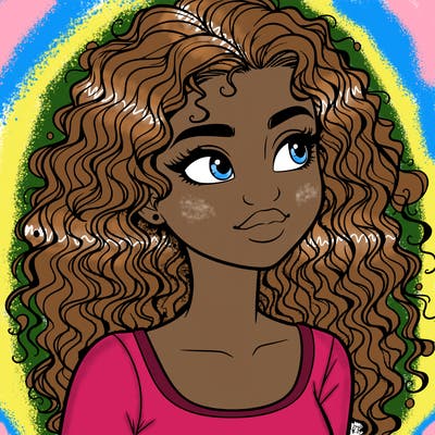 realistic girl with curly hair