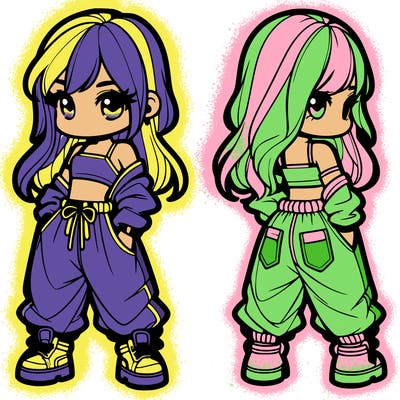 girl in crop top and baggy pants