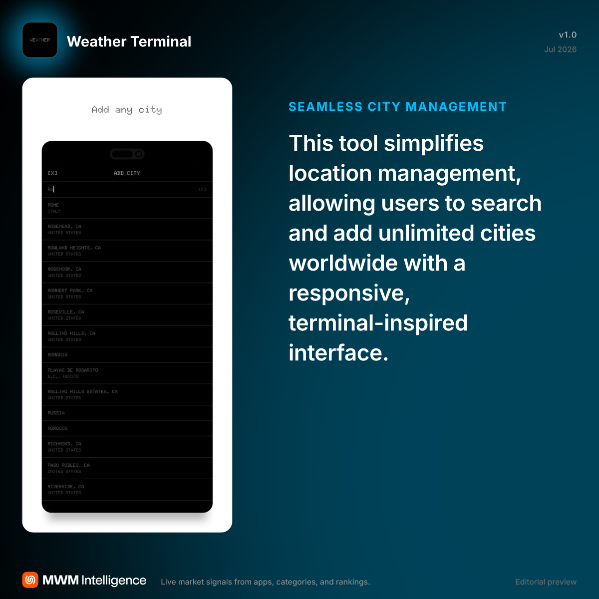 Weather Terminal - Weather App | MWM