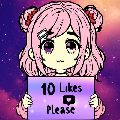 a girl with a sign saying 10 likes please