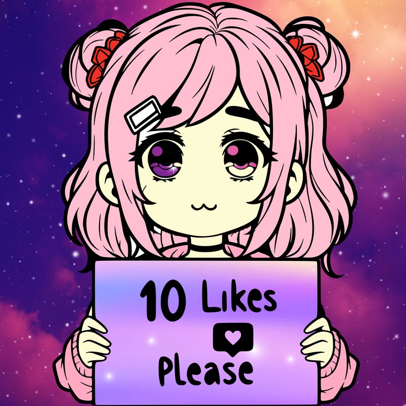 a girl with a sign saying 10 likes please