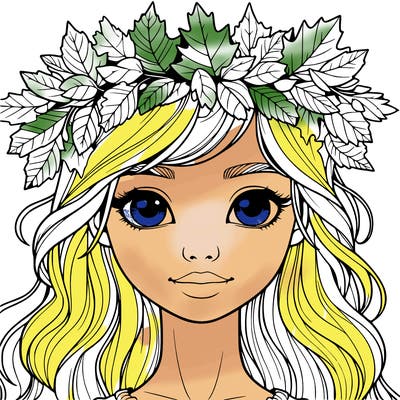 realistic girl with fall leaf crown