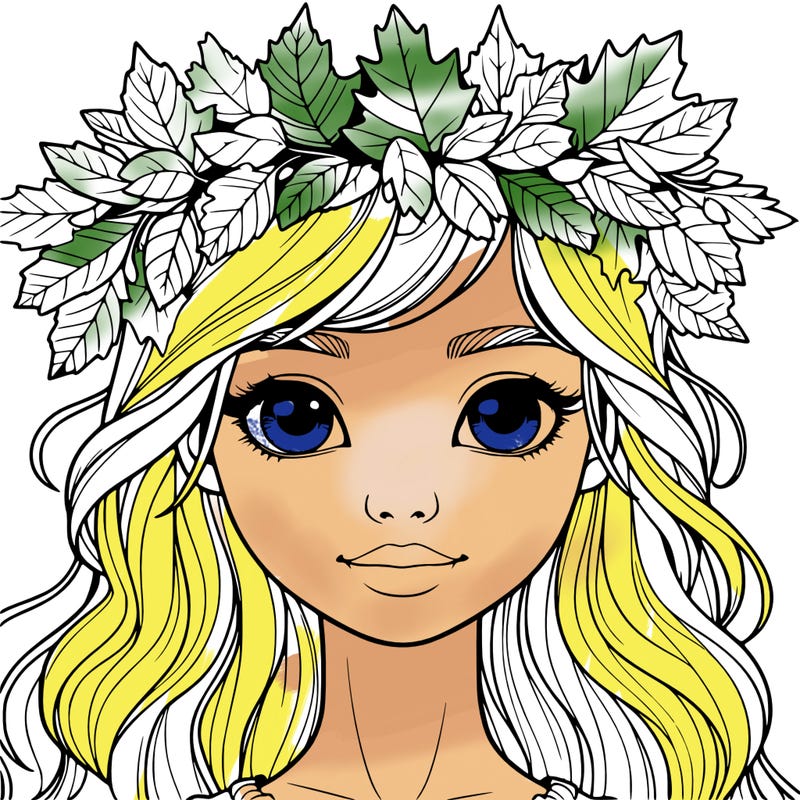 realistic girl with fall leaf crown