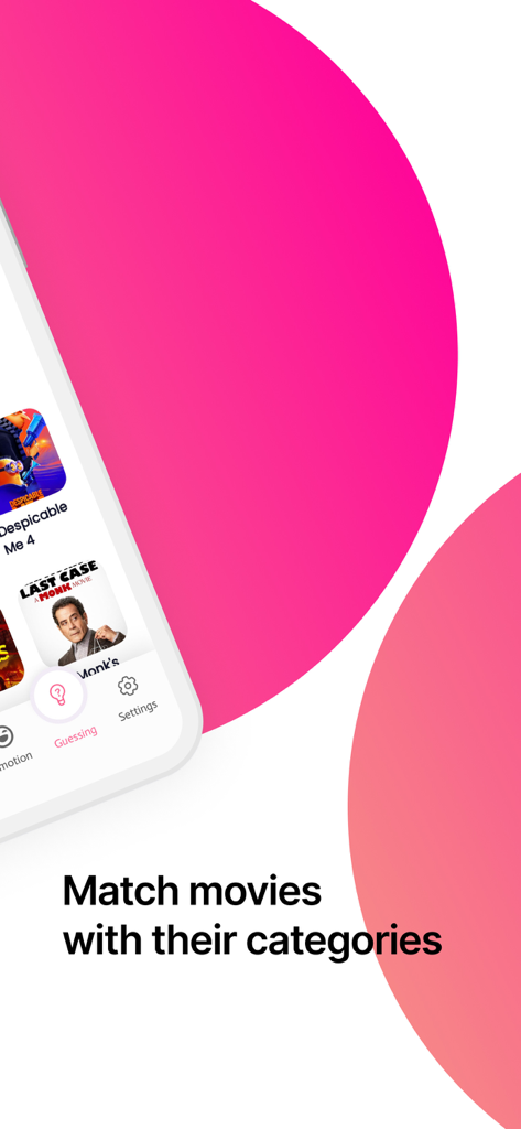 Interface du jeu de quiz de devinettes de films dans l'application Moto Auction.