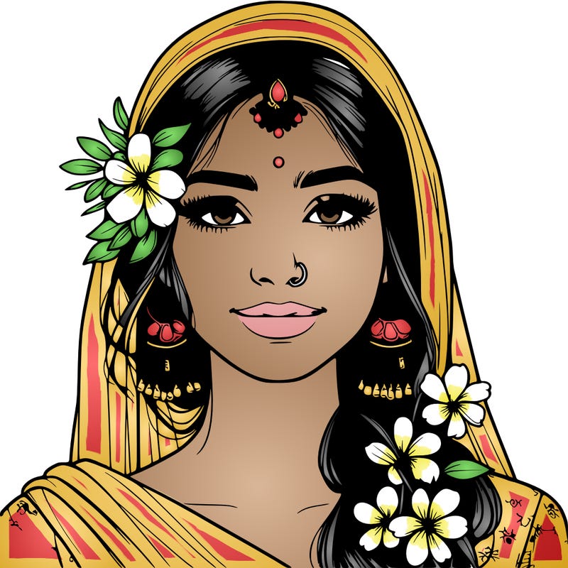 realistic girl with flowers