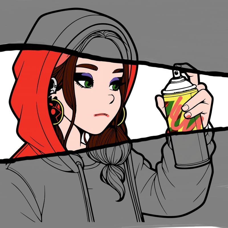 a realistic girl, spray painting