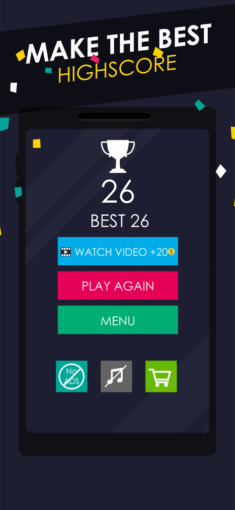 Balls Versus Blocks - High score results screen for the game Balls Versus Blocks showing a score of 26 and a play again button