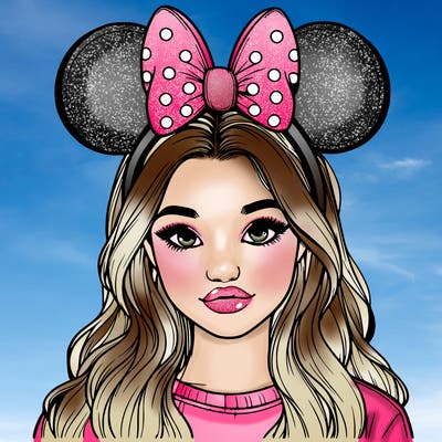 aesthetic realistic girl wearing mickey mouse ears