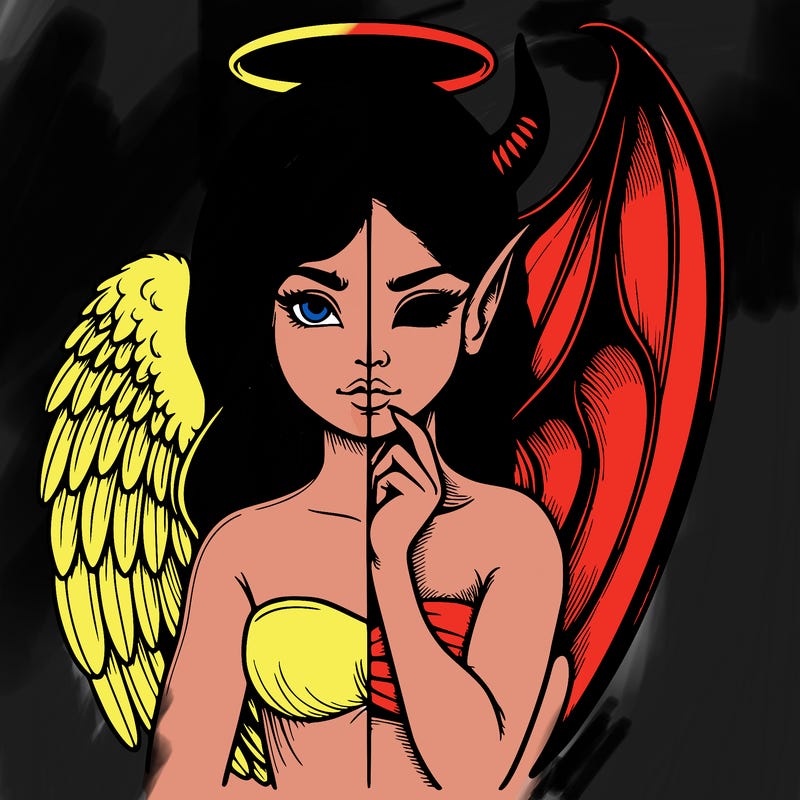 realistic angel half demon