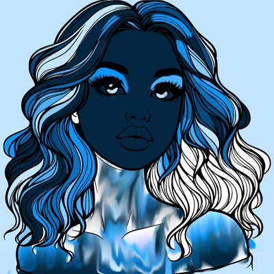 realistic girl with wavy hair and lips