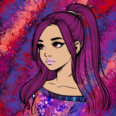 realistic girl with a high ponytail