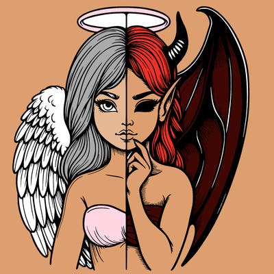 realistic angel half demon