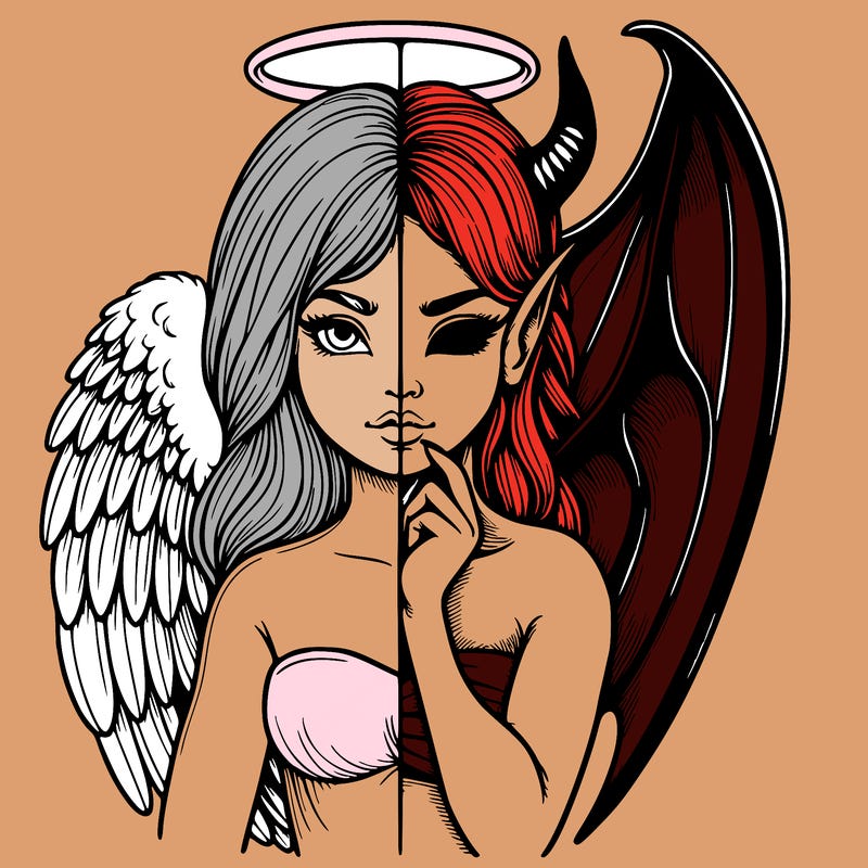 realistic angel half demon