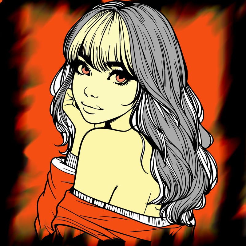 realistic girl with bangs looking over her shoulder