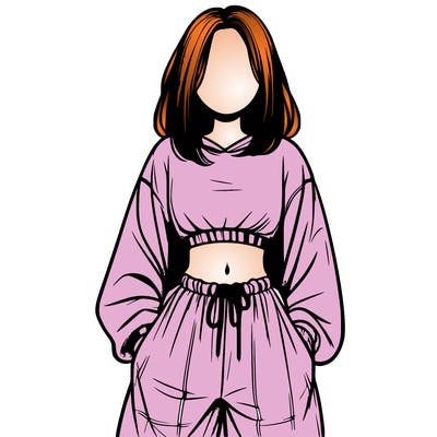 realistic girl faceless with baggy pants and a crop top