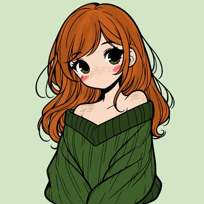 shy pretty girl wearing a sweater that is falling off one shoulder portrait