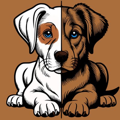 realistic dog split picture