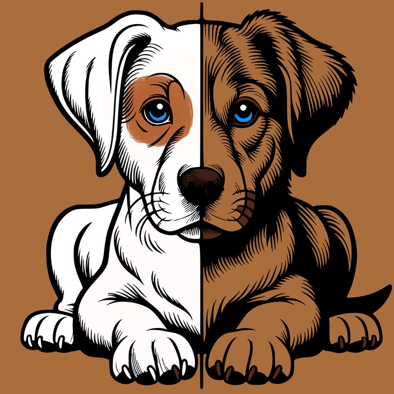 realistic dog split picture