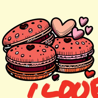 macarons with heart-shaped