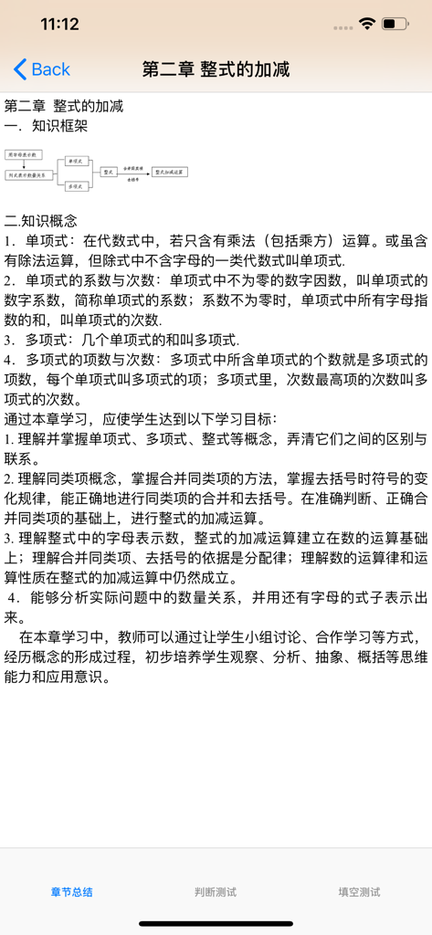 Digital classroom notes for middle school mathematics covering algebraic expressions in Chinese