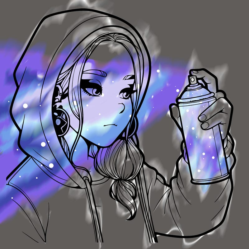 a realistic girl, spray painting