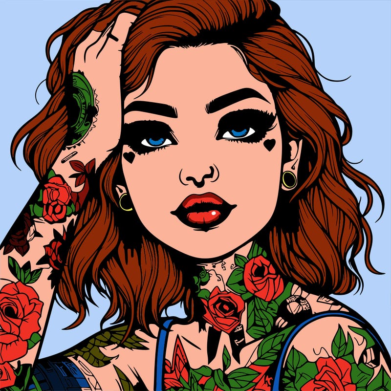 realistic girl with tattoos all over