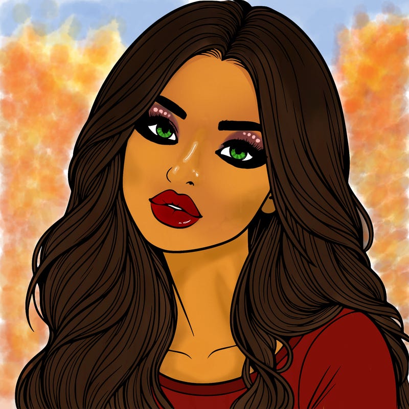 realistic girl with hair on her hair and lips