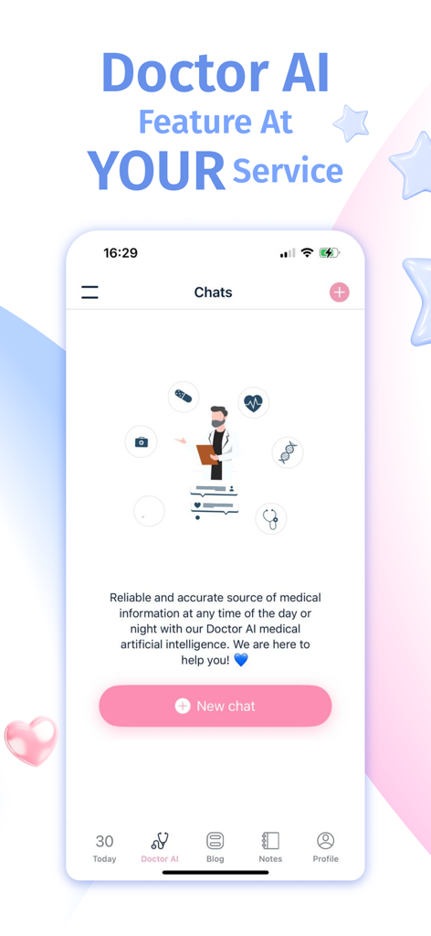 Interface of the Doctor AI medical assistant feature in the Stork pregnancy tracker app