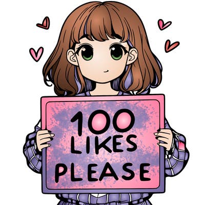 a girl holding a sign saying 100 likes please