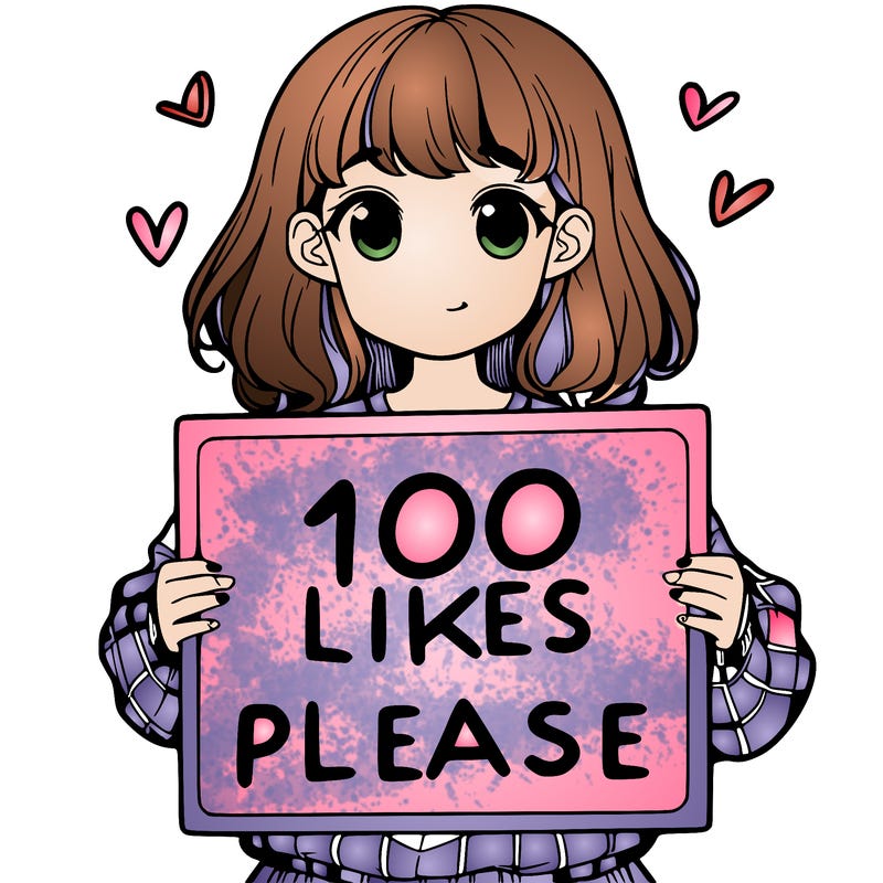 a girl holding a sign saying 100 likes please