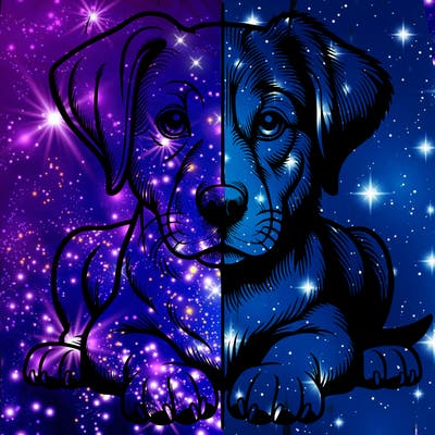 realistic dog split picture