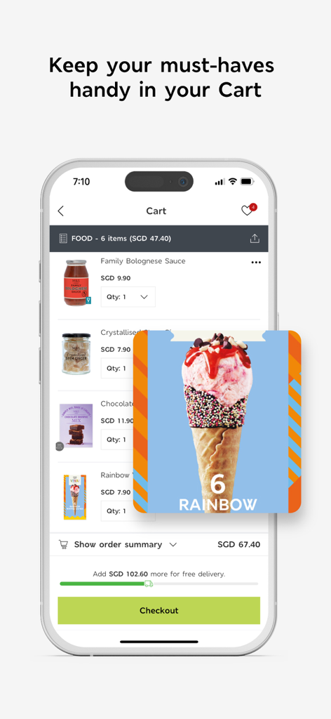 M&S ASIA – Fashion & Food - M&S Asia mobile app shopping cart showing food items and checkout button
