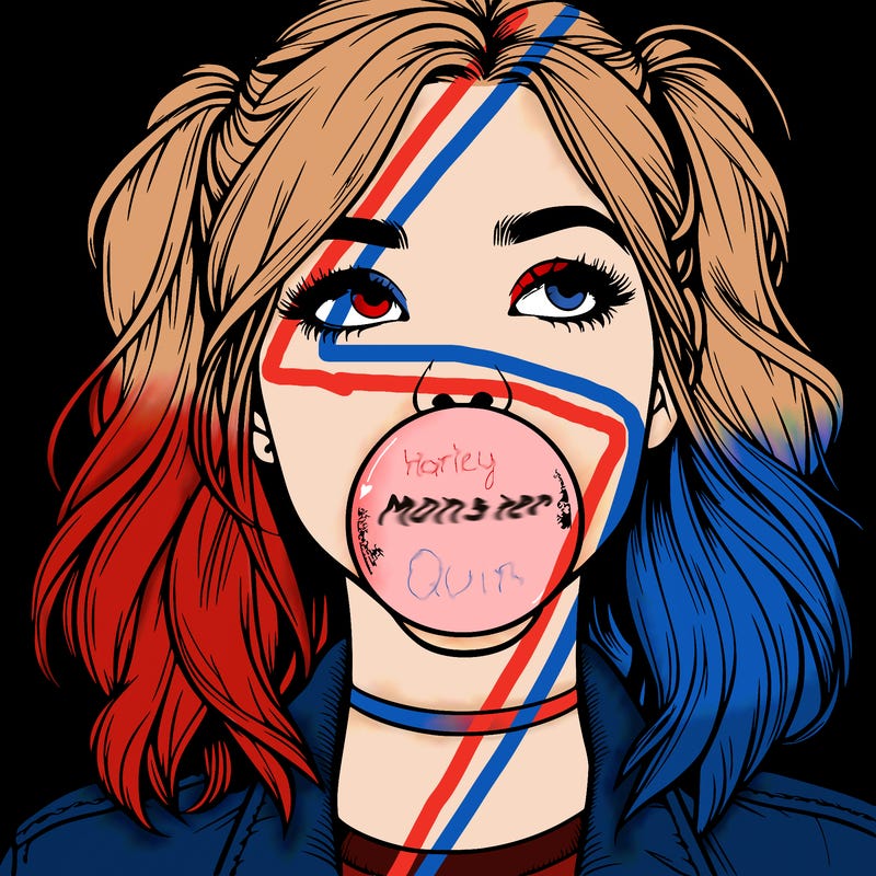 realististic girl blowing bubble -gum